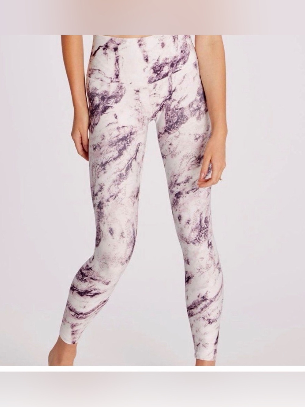Wildfox  purple Marble Print High-Waist Leggings - White & Purple